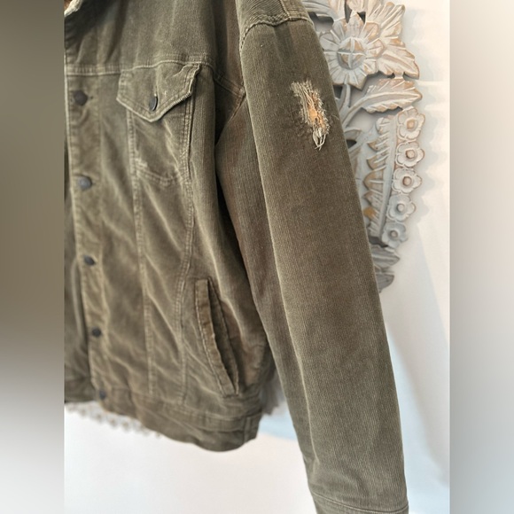 Zara Man Khaki Corduroy Sherpa Jacket Size Large Winter Or Fall Outerwear - Picture 8 of 12